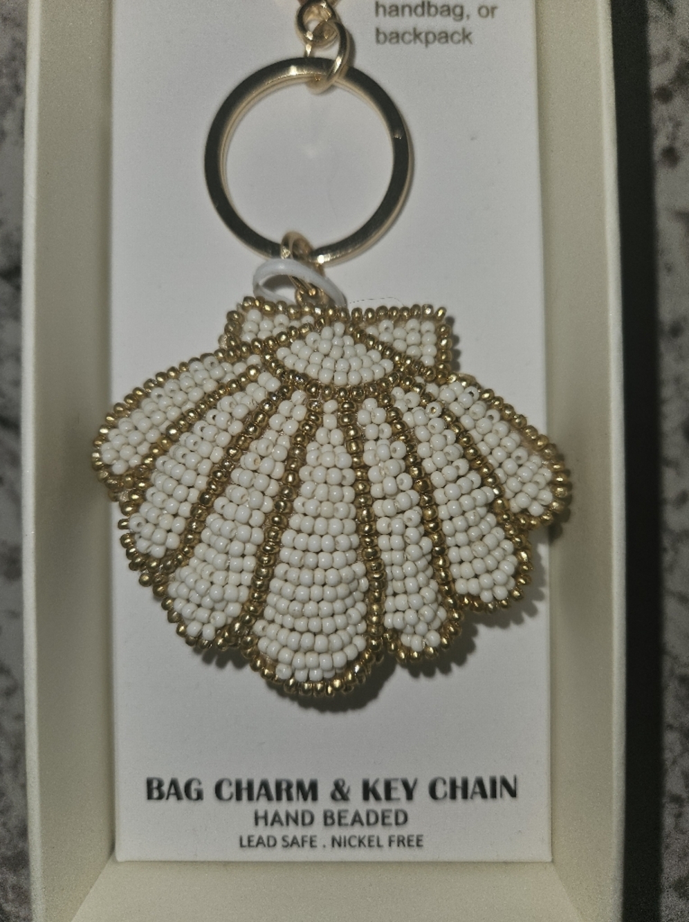 Haute Hippie Beaded Seashell Bag Charm Keychain ⛵️ NWT - Picture 2 of 4